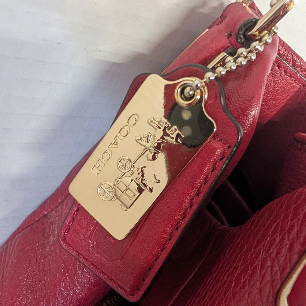 Coach Bag Madison Phoebe Cranberry Red Leather Shoulder Hobo H24621 From 2013